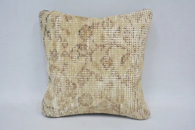 Throw Kilim Pillow, Turkish Pillow, 12x12 Beige Cushion Cover, Cozy Throw Cushion, Pillow Sham, Farmhouse Cushion, Antique Pillows - 1