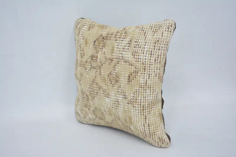 Throw Kilim Pillow, Turkish Pillow, 12x12 Beige Cushion Cover, Cozy Throw Cushion, Pillow Sham, Farmhouse Cushion, Antique Pillows - 4