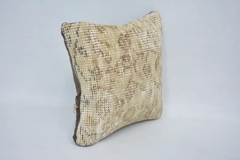 Throw Kilim Pillow, Turkish Pillow, 12x12 Beige Cushion Cover, Cozy Throw Cushion, Pillow Sham, Farmhouse Cushion, Antique Pillows - 3