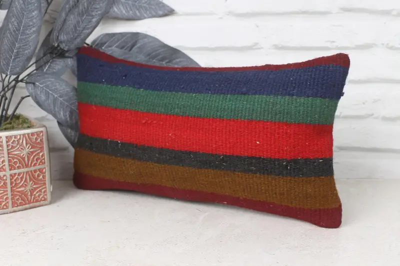 Kilim Rug Pillow Sham, 8x16 Red Pillow Cover, Interior Designer Pillow, Pillow, Ethnical Kilim Rug Pillow, Art Deco Cushion Case, Pillow for Couch - 3