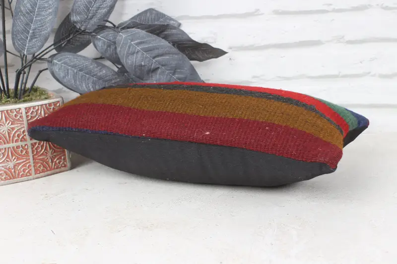Kilim Rug Pillow Sham, 8x16 Red Pillow Cover, Interior Designer Pillow, Pillow, Ethnical Kilim Rug Pillow, Art Deco Cushion Case, Pillow for Couch - 6