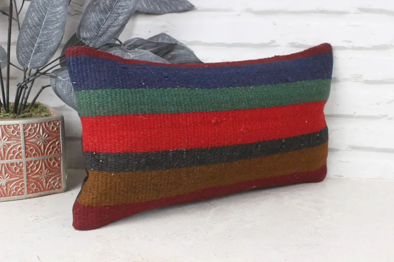 Kilim Rug Pillow Sham, 8x16 Red Pillow Cover, Interior Designer Pillow, Pillow, Ethnical Kilim Rug Pillow, Art Deco Cushion Case, Pillow for Couch - 4
