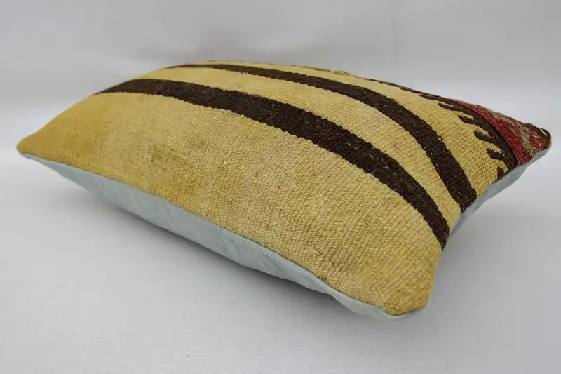 Turkish Kilim Pillow, Pillow, Vintage Throw Pillow Case, Boho Pillow Sham Cover, Meditation Pillow Cover, Vintage Kilim Pillow, 12x20 Beige Pillow - 6