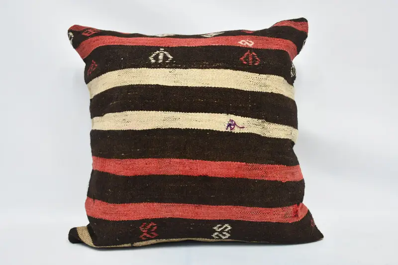 28x28 Brown Cushion, Tribal Cushion Case, Luxury Cushion Cover, Antique Pillows, Pillow for Couch, Knitted Cushion Case, Cushion Case, Kilim Pillow - 1