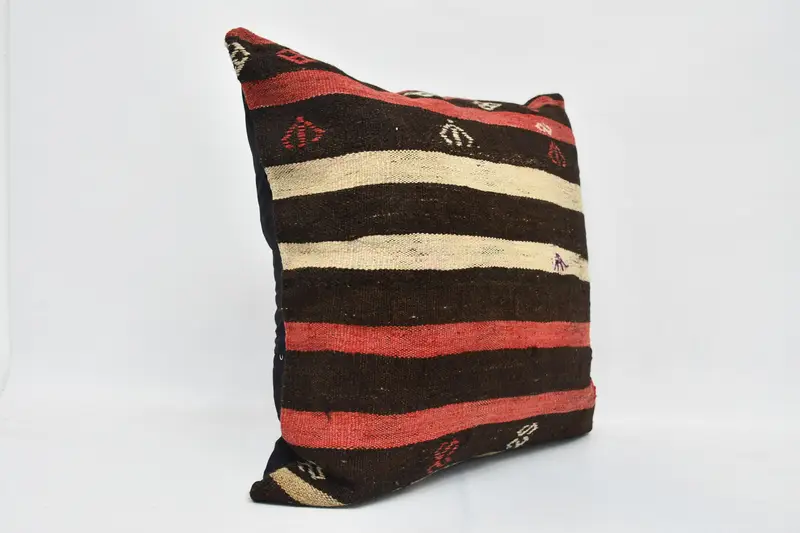 28x28 Brown Cushion, Tribal Cushion Case, Luxury Cushion Cover, Antique Pillows, Pillow for Couch, Knitted Cushion Case, Cushion Case, Kilim Pillow - 3
