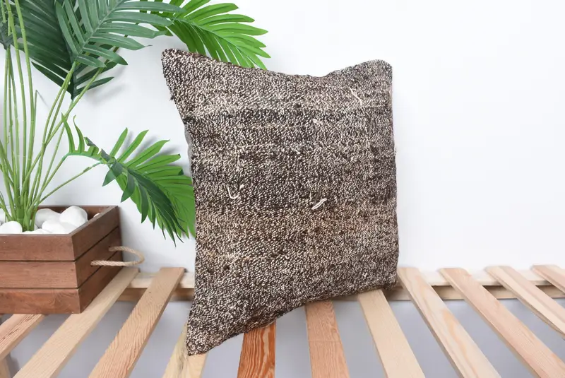 Aesthetic Pillow Sham, Vintage Kilim Throw Pillow, Natural Pillow Case, Pillow, Home Decor Pillow, 16x16 Brown Cushion Case, Vintage Kilim Pillow - 4