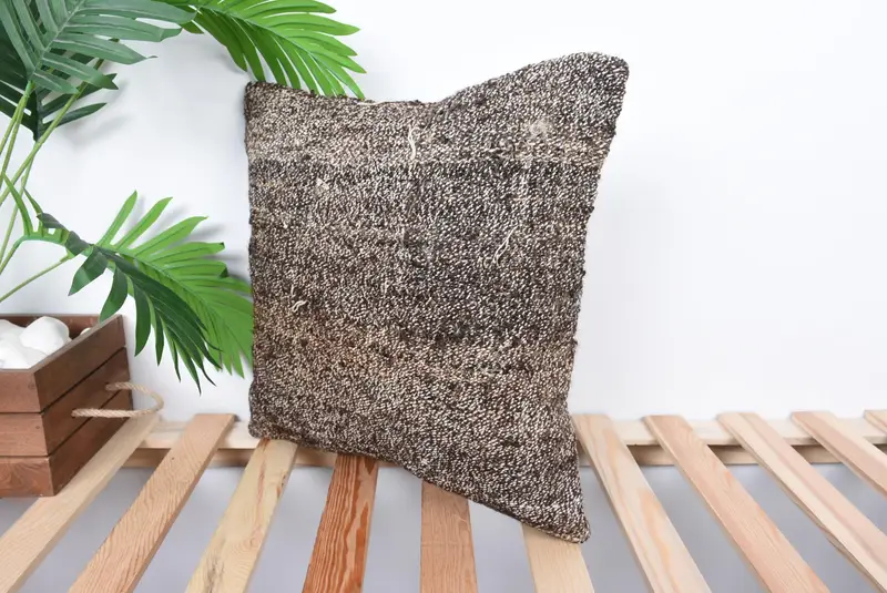 Aesthetic Pillow Sham, Vintage Kilim Throw Pillow, Natural Pillow Case, Pillow, Home Decor Pillow, 16x16 Brown Cushion Case, Vintage Kilim Pillow - 5