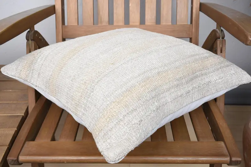 Pet Pillow Cover, Home Decor Pillow, Cushion Case, Office Chair Cushion Cover, Pillow for Sofa, 18x18 Beige Pillow Cover, Vintage Kilim Throw Pillow - 4