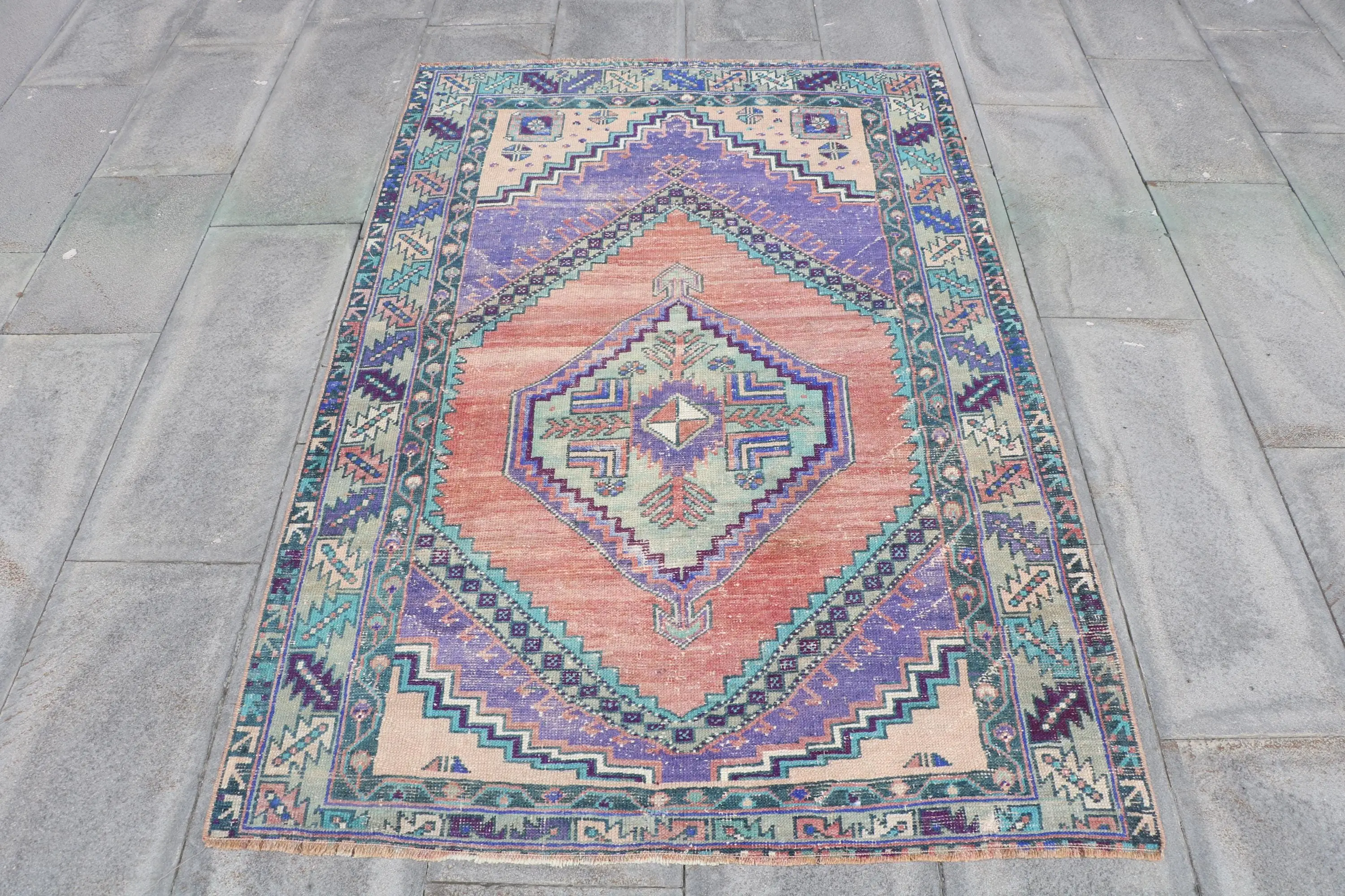 Alfombra vintage turca 116x173 cm, alfombra floral roja - 1