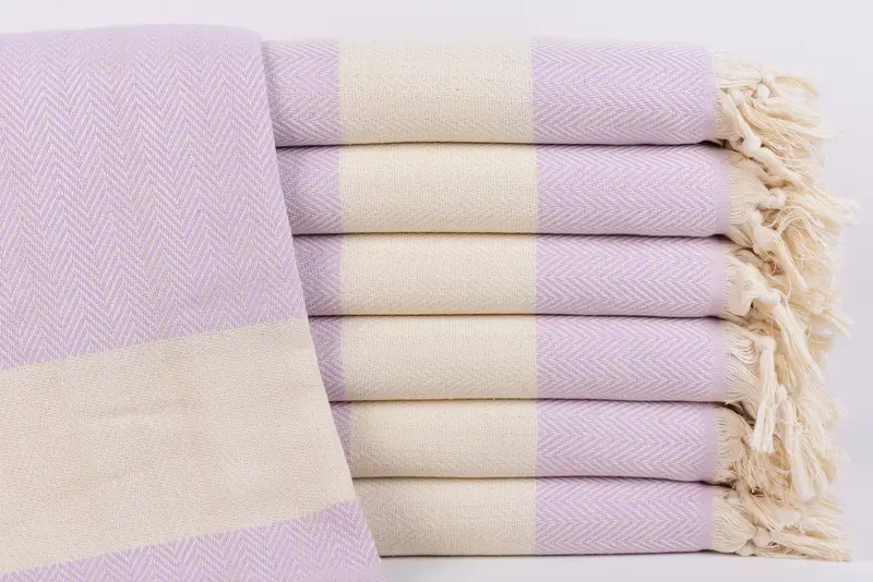 Bridesmaid Gift Towel Personalized Light Lilac Herringbone, 70x40 Inches