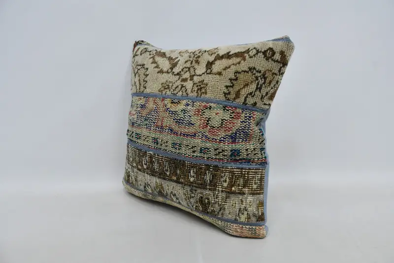 Ethnic Pillow Sham, Kilim Pillow, 20x20 Beige Cushion Cover, Pillow Case, Gift Pillow, Turkish Bench Cushion Cover, Kilim Cushion Sham - 4