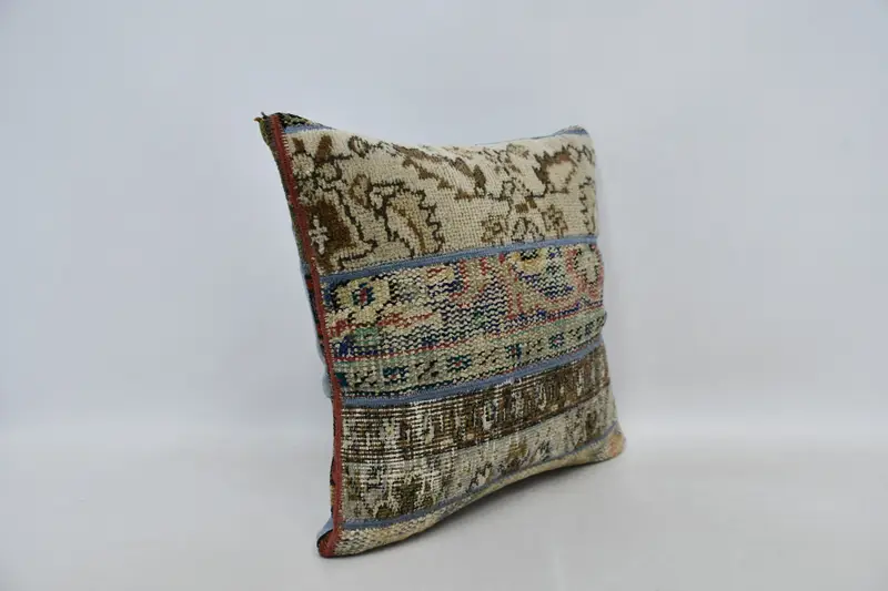 Ethnic Pillow Sham, Kilim Pillow, 20x20 Beige Cushion Cover, Pillow Case, Gift Pillow, Turkish Bench Cushion Cover, Kilim Cushion Sham - 3