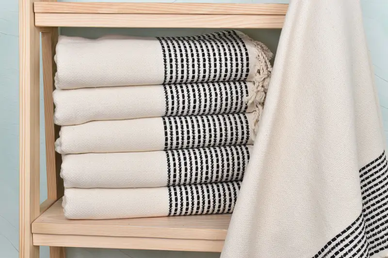 Personalized Black Cotton Towel, 36x69 Inches, Organic Cotton/Linen