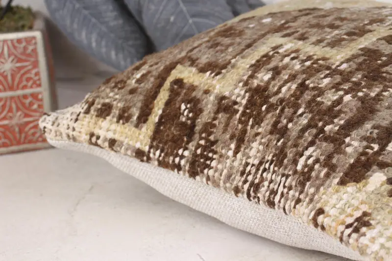 Pillow Sham, 12x12 Beige Pillow Sham, Pet Pillow Case, Antique Pillows, Handmade Rug Seat Pillow Case, Gift Pillow, Ethnical Kilim Rug Pillow - 7