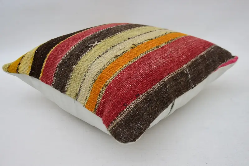 16x16 Brown Cushion Cover, Sofa Pillow Sham, Pillow Cover, Handmade Kilim Cushion, Chair Pillow Case, Interior Designer Pillow, Kilim Pillow Cover - 6