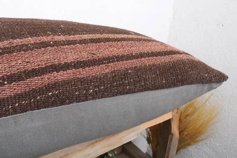 Vintage Kilim Throw Pillow, Aztec Cushion, 16x36 Brown Pillow, Muted Cushion Cover, Kilim Cushion Sham, Cushion Cover, Home Decor Pillow - 6