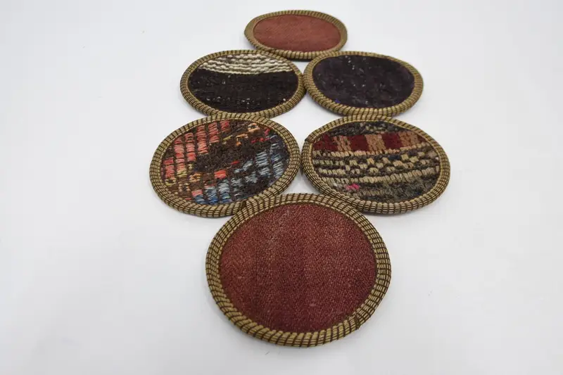Bohemian Round Coaster Set, Red and Brown Coasters