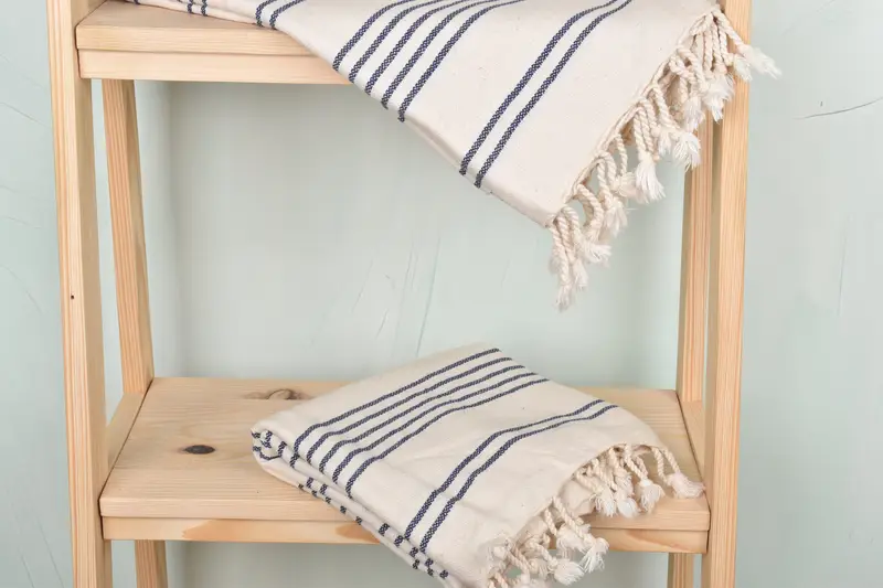 Turkish hand towel, Organic cotton peshtemal for spa and beach, Embroidery Towels, Gift For Her, Turkish bath towel, 70x40 Cotton Striped Towel - 5