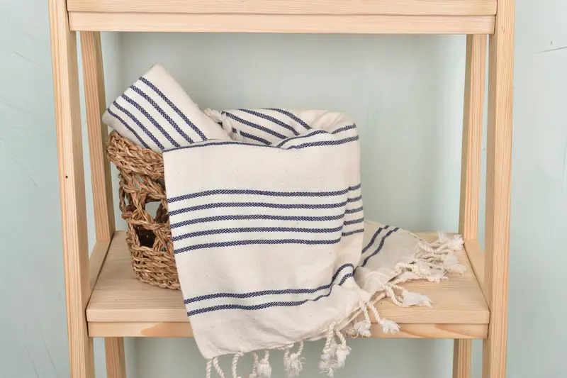 Turkish hand towel, Organic cotton peshtemal for spa and beach, Embroidery Towels, Gift For Her, Turkish bath towel, 70x40 Cotton Striped Towel - 4