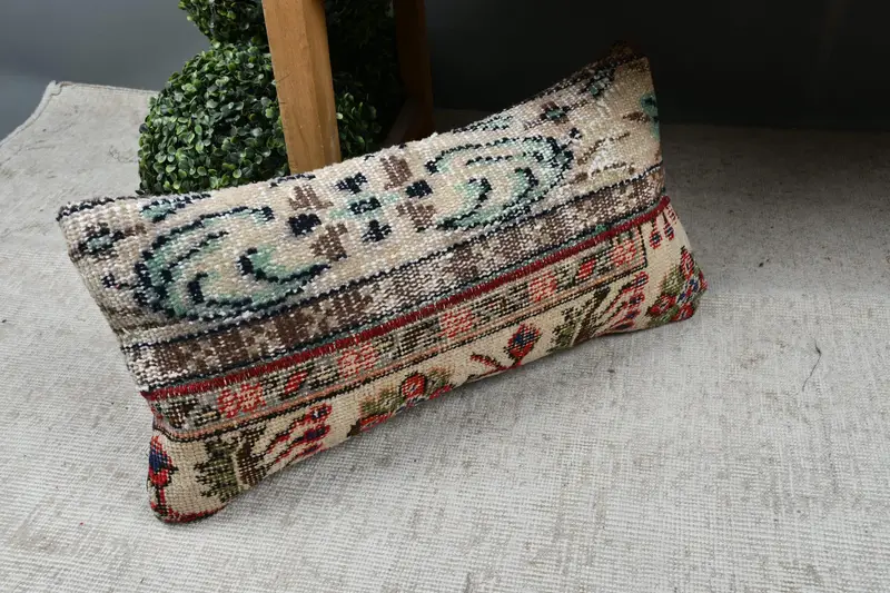 12x24 Beige Cushion, Hippie Throw Cushion Case, Kilim Pillow Cover, Antique Pillows, Cushion Cover, Vintage Kilim Throw Pillow - 7