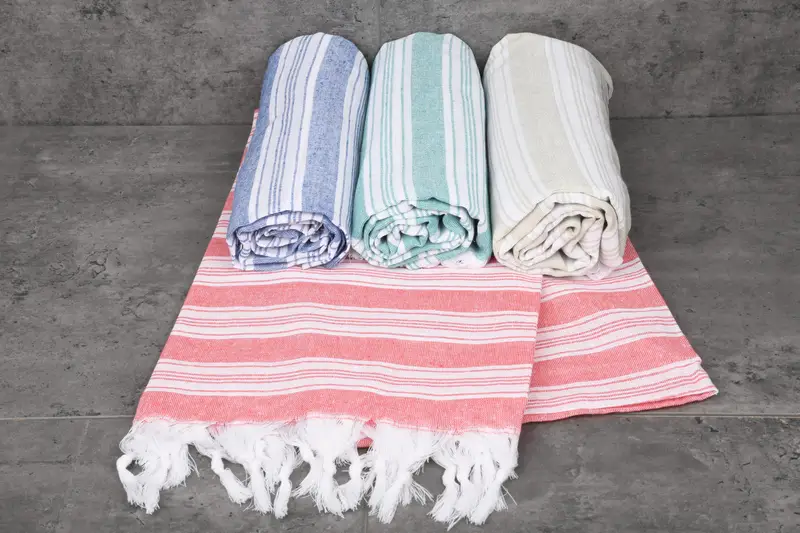 Beach Monogram Towel Organic Cotton Beige Bachelorette Gift, 37x65 Inches