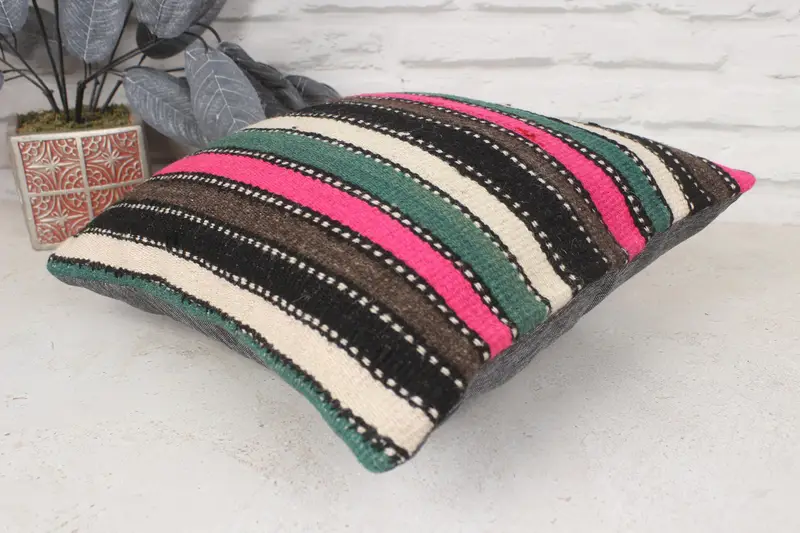14x14 Pink Cushion Case, Turkish Kilim Pillow, Rustic Pillow, Gift Pillow, Art Deco Pillow, Cushion, Traditional Cushion, Interior Designer Pillow - 6