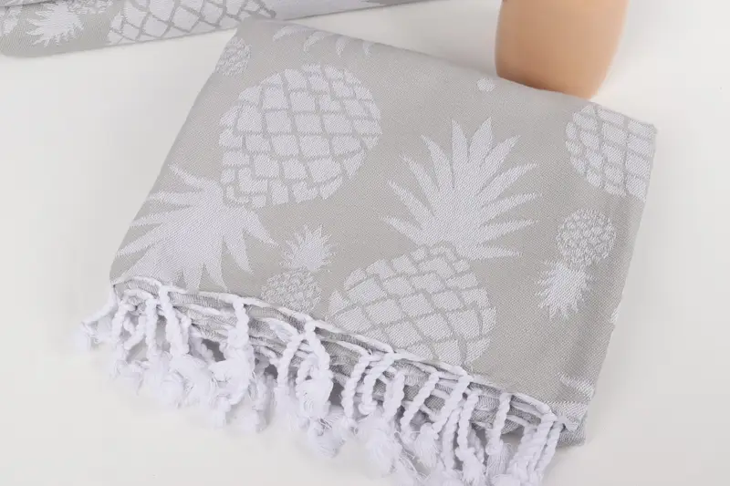 Luxury Turkish Bath Towel, Absorbent Turkish towel, Embroidery Towels, Bachelor Gifts, Bachelorette Gifts, 70x36 Cotton Pineapple Design Towel - 6