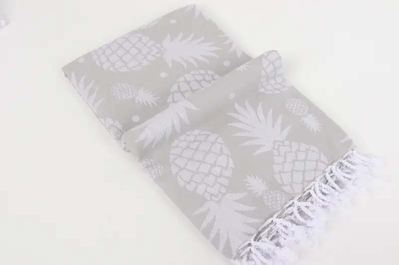 Luxury Turkish Bath Towel, Absorbent Turkish towel, Embroidery Towels, Bachelor Gifts, Bachelorette Gifts, 70x36 Cotton Pineapple Design Towel - 7