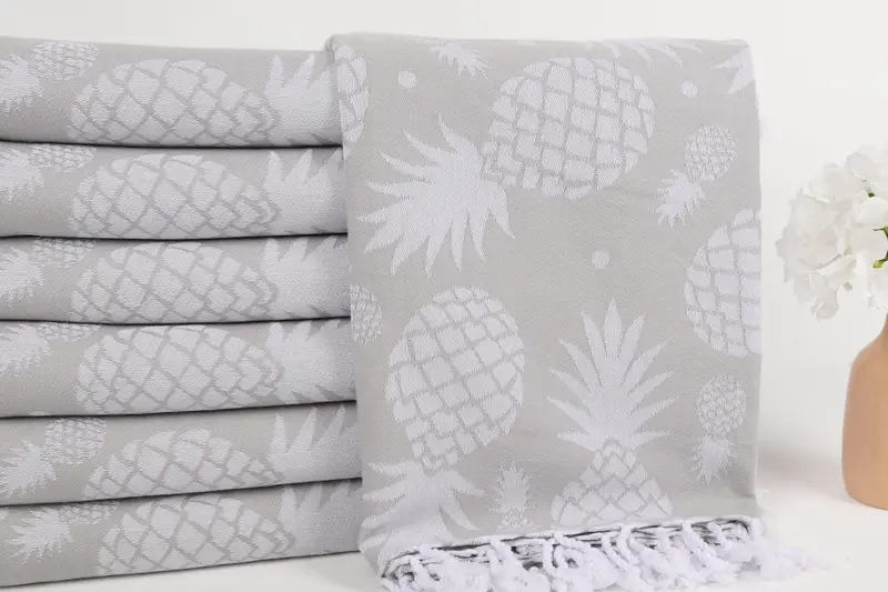 Luxury Turkish Bath Towel, Absorbent Turkish towel, Embroidery Towels, Bachelor Gifts, Bachelorette Gifts, 70x36 Cotton Pineapple Design Towel - 3