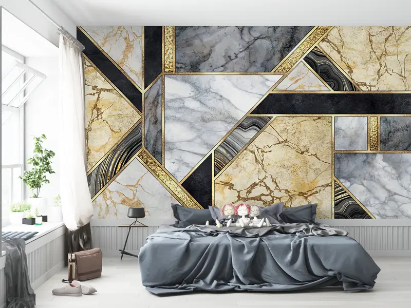 Abstract Wall Poster, Modern Wall Paper, Gray And Yellow Marble, Custom Wall Paper, Wall Paper Peel and Stick, Brown Marble Wall Poster, - 7