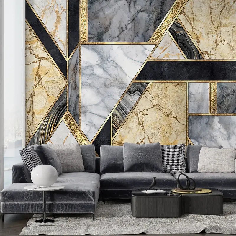 Abstract Wall Poster, Modern Wall Paper, Gray And Yellow Marble, Custom Wall Paper, Wall Paper Peel and Stick, Brown Marble Wall Poster, - 8