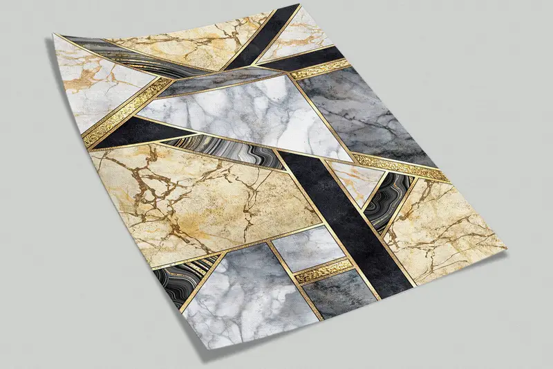 Abstract Wall Poster, Modern Wall Paper, Gray And Yellow Marble, Custom Wall Paper, Wall Paper Peel and Stick, Brown Marble Wall Poster, - 3