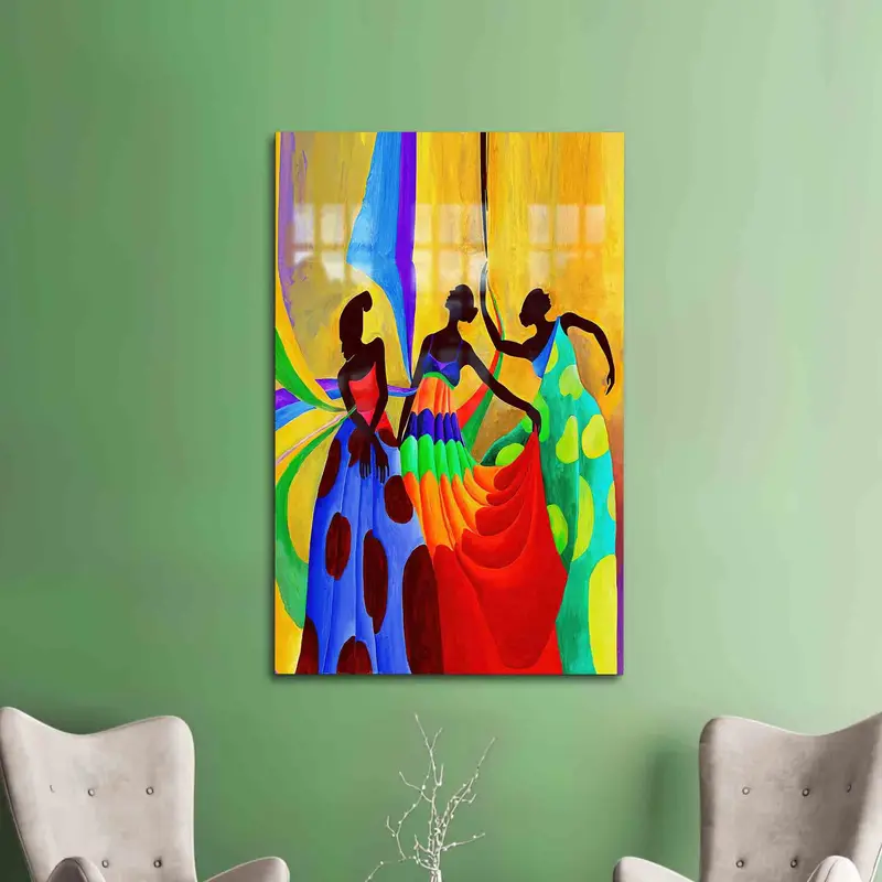 Zarif Baskılı Cam: Canlı Afrika Dansçıları Tasarımı