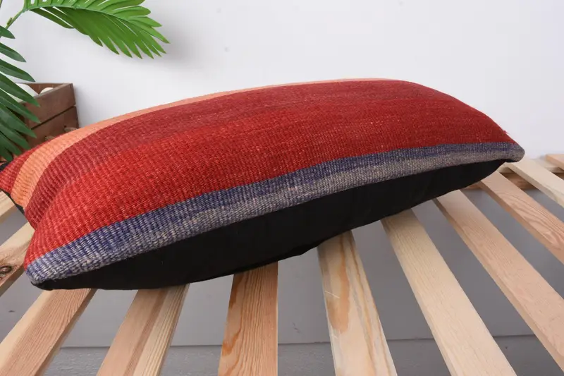 Lounge Throw Cushion, Boho Pillow, Cushion, 12x24 Red Pillow Cover, Christmas Pillow Sham, Vintage Kilim Throw Pillow, Kilim Pillow - 6