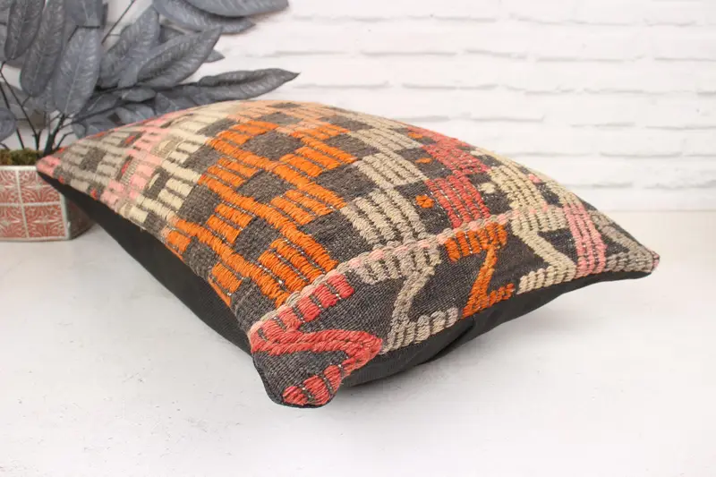 Pillow Cover, Retro Pillow Sham, Kilim Pillow Cover, Kilim Cushion Sham, 16x24 Red Cushion Cover, Ottoman Cushion Case, Gift Pillow - 6