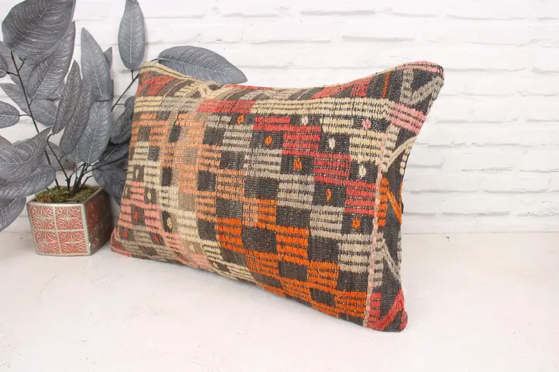 Pillow Cover, Retro Pillow Sham, Kilim Pillow Cover, Kilim Cushion Sham, 16x24 Red Cushion Cover, Ottoman Cushion Case, Gift Pillow - 4