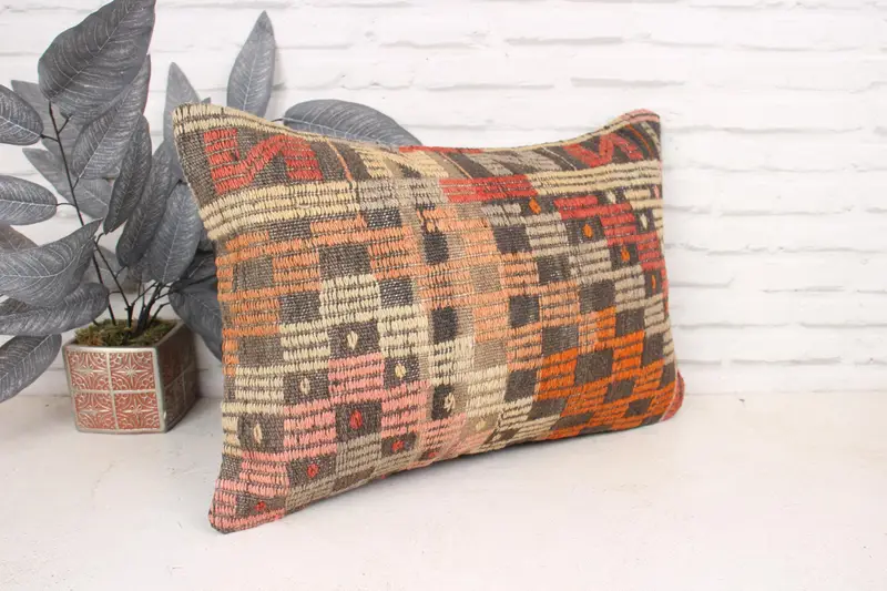 Pillow Cover, Retro Pillow Sham, Kilim Pillow Cover, Kilim Cushion Sham, 16x24 Red Cushion Cover, Ottoman Cushion Case, Gift Pillow - 3