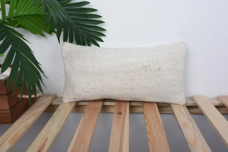 Pillow Sham, Ethnical Kilim Rug Pillow, Interior Designer Pillow, Antique Pillows, Patio Cushion Cover, 8x16 White Pillow Sham - 1