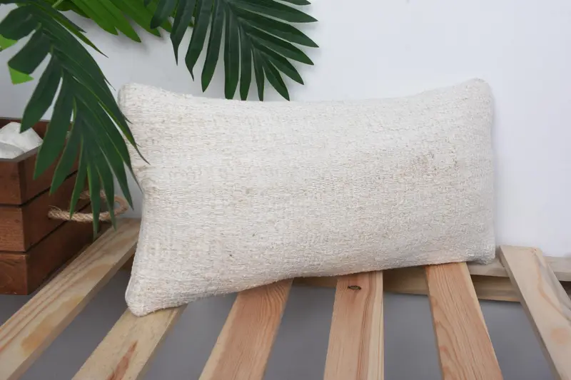 Pillow Sham, Ethnical Kilim Rug Pillow, Interior Designer Pillow, Antique Pillows, Patio Cushion Cover, 8x16 White Pillow Sham - 4