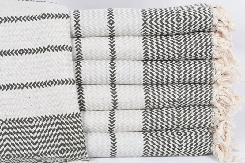 Turkish Beach Towel Monogrammed Organic Cotton Dark Gray, 79x40 Inches