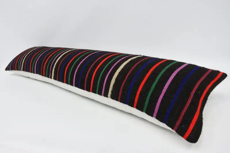 Pillow Case, Garden Pillow Case, Handmade Kilim Cushion, Floor Pillow Cover, Kilim Cushion Sham, Vintage Kilim Pillow, 12x48 Brown Pillow Cover - 5