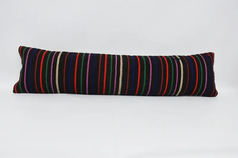 Pillow Case, Garden Pillow Case, Handmade Kilim Cushion, Floor Pillow Cover, Kilim Cushion Sham, Vintage Kilim Pillow, 12x48 Brown Pillow Cover - 1