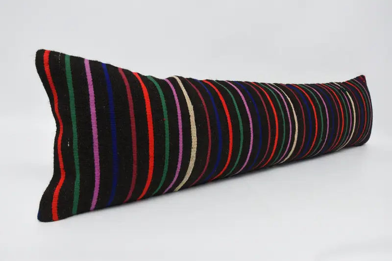Pillow Case, Garden Pillow Case, Handmade Kilim Cushion, Floor Pillow Cover, Kilim Cushion Sham, Vintage Kilim Pillow, 12x48 Brown Pillow Cover - 3