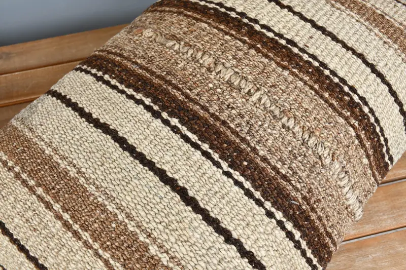 Ethnical Kilim Rug Pillow, Cushion Cover, Neutral Throw Cushion Cover, 16x24 Beige Pillow Case, Turkish Pillow, Pillow for Couch - 4