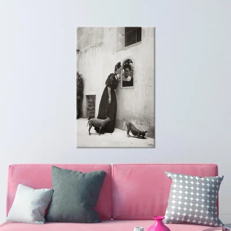 Frida Kahlo & Xolo Dog Canvas: Artistic Elegance Unleashed