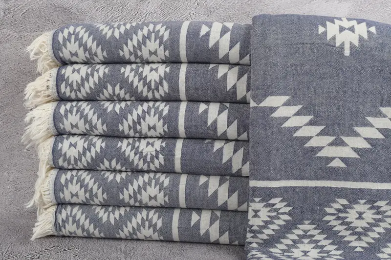 Bachelor Gift, Monogrammed Beach Towel, Antibacterial Turkish peshtemal towel, Travel towel, 70x36 Cotton Kilim Towel, Gym Towel, Sand-free towel - 2