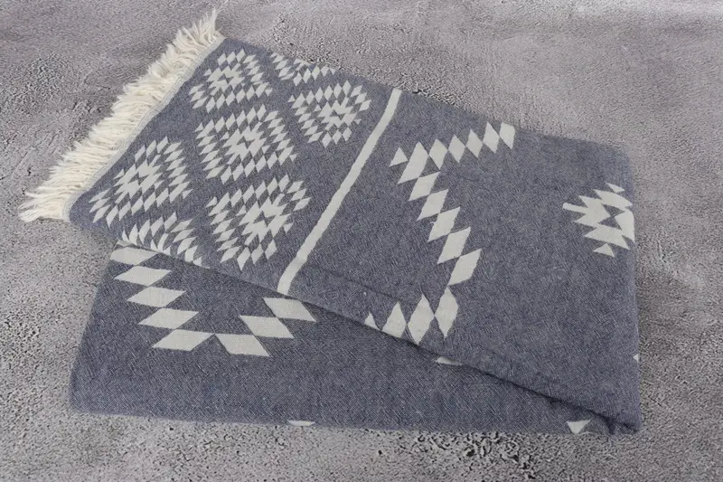Bachelor Gift, Monogrammed Beach Towel, Antibacterial Turkish peshtemal towel, Travel towel, 70x36 Cotton Kilim Towel, Gym Towel, Sand-free towel - 7