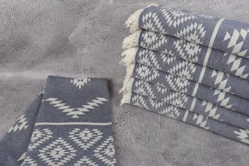 Bachelor Gift, Monogrammed Beach Towel, Antibacterial Turkish peshtemal towel, Travel towel, 70x36 Cotton Kilim Towel, Gym Towel, Sand-free towel - 3
