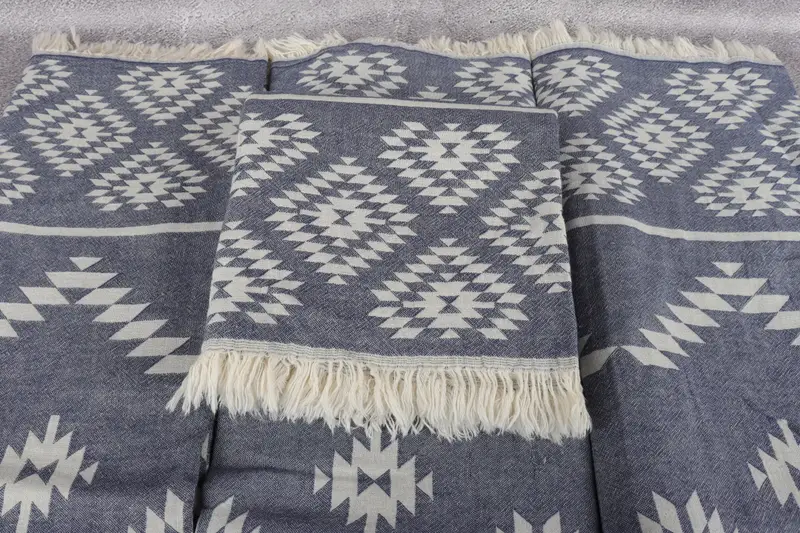 Bachelor Gift, Monogrammed Beach Towel, Antibacterial Turkish peshtemal towel, Travel towel, 70x36 Cotton Kilim Towel, Gym Towel, Sand-free towel - 5