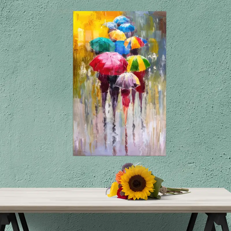 Yağmurlu Günler için Trendy Renkli Şemsiye Baskılı Cam